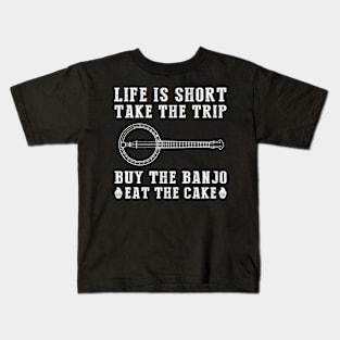 Wanderlust Banjo Cake: Embrace Life's Adventures with a Twist! Kids T-Shirt